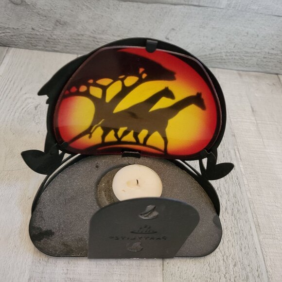 PartyLite African Safari Silhouette Metal & Glass Tea Light Holder - Picture 5 of 8